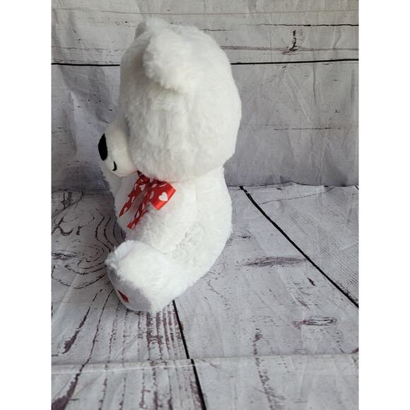 American Greetings White Teddy Bear Plush Valentines Day Heart Stuffed Animal - Picture 8 of 9